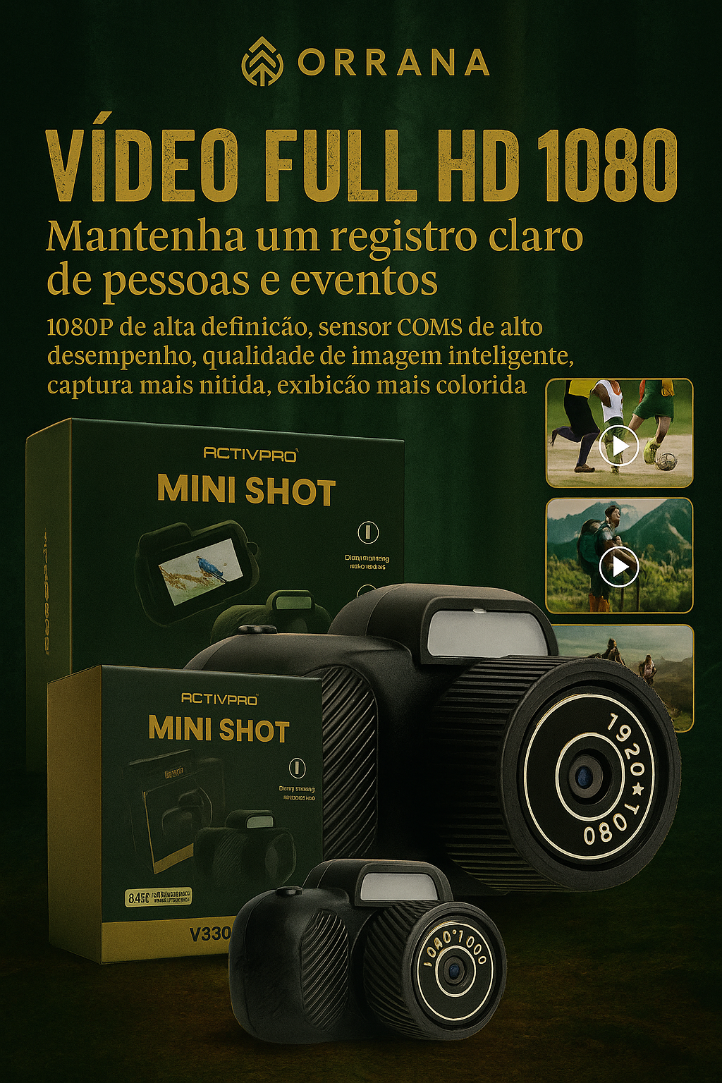 Mini Câmera Filmadora Recarregável